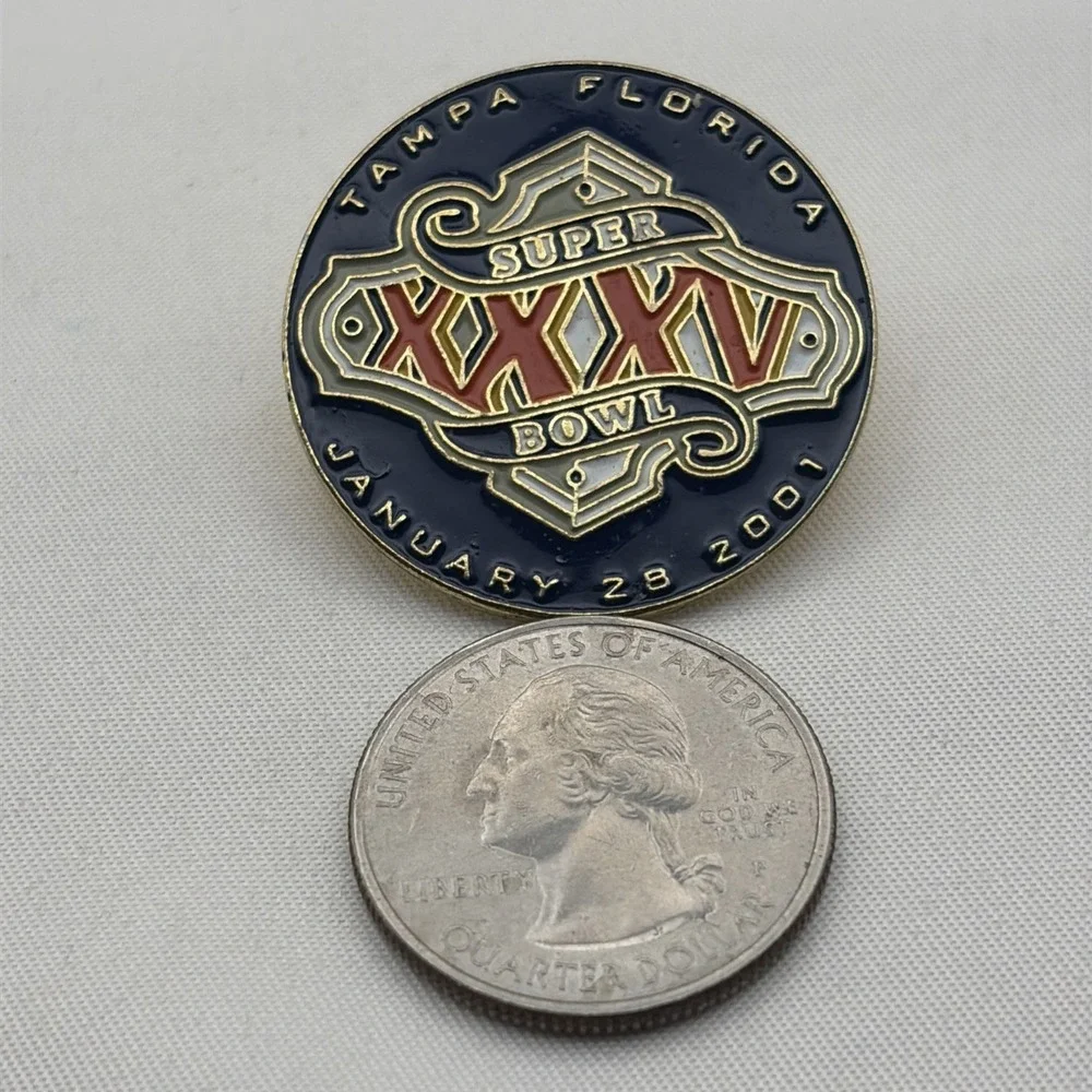 Super Bowl XXXV NFL 2001 Tampa FL Ravens Giants Lapel Hat Pin